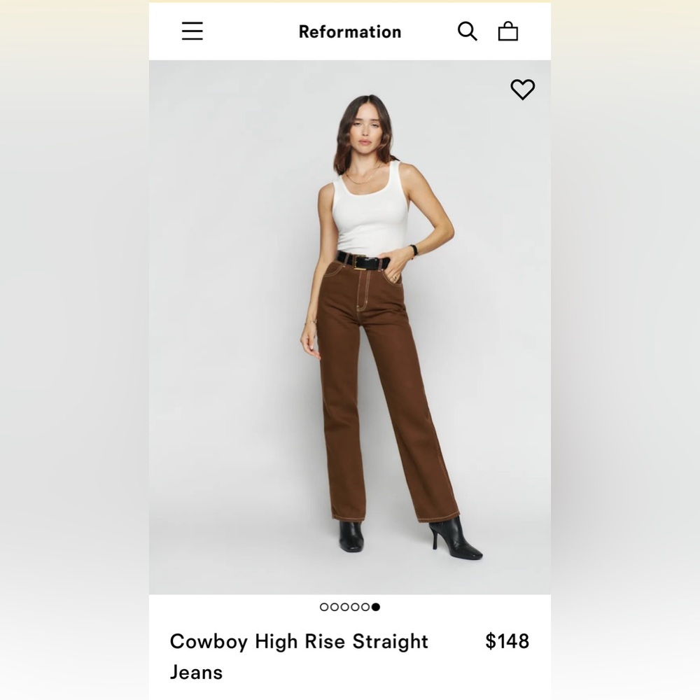 Reformation Cowboy High Rise Straight Jeans in Chocolate